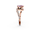 Rose gold Fancy Pink Pear  Solitaire Twist Band with Pave Set Diamonds and Four-Prong Setting_111