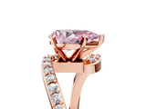 Rose gold Fancy Pink Pear  Solitaire Twist Band with Pave Set Diamonds and Four-Prong Setting_114