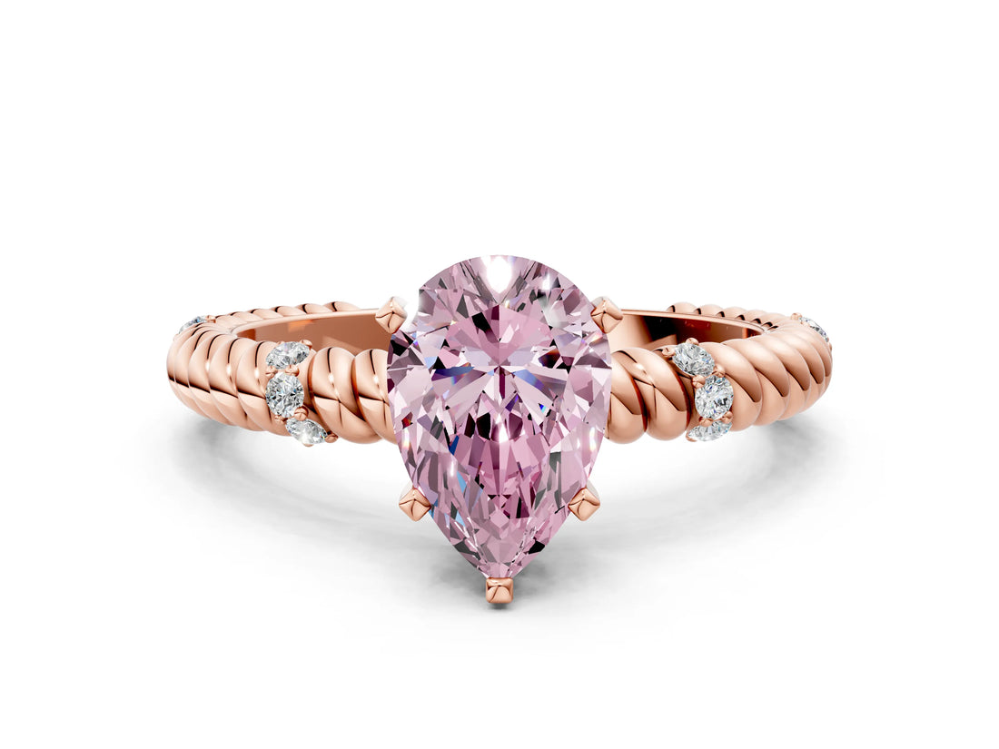 Rose gold Fancy Pink Pear  Solitaire Twisted Band Prong Set Engagement Ring_60