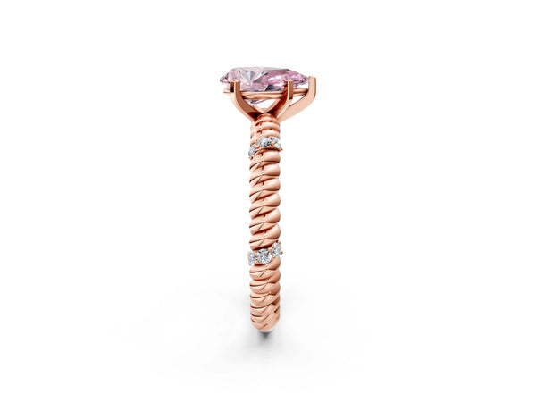Rose gold Fancy Pink Pear  Solitaire Twisted Band Prong Set Engagement Ring