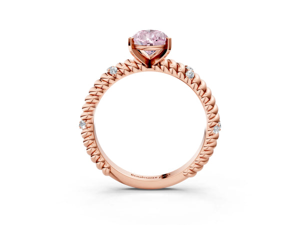 Rose gold Fancy Pink Pear  Solitaire Twisted Band Prong Set Engagement Ring