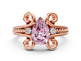 Rose gold Fancy Pink Pear  Solitaire Twisted Band Scroll Prong Ring_3
