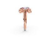 Rose gold Fancy Pink Pear  Solitaire Twisted Band Scroll Prong Ring_5
