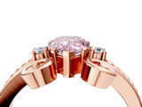 Rose gold Fancy Pink Pear  Solitaire Twisted Band Scroll Prong Ring_7