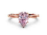 Rose gold Fancy Pink Pear  Solitaire Twisted Band with Bead Prong Setting_391