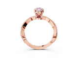 Rose gold Fancy Pink Pear  Solitaire Twisted Band with Bead Prong Setting_394