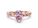 Rose gold Fancy Pink Pear  Solitaire Twisted Band with Pavé Accents and Four-Prong Setting_3