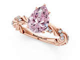 Rose gold Fancy Pink Pear  Solitaire Twisted Band with Pavé Accents and Four-Prong Setting_4