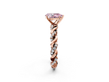 Rose gold Fancy Pink Pear  Solitaire Twisted Band with Pavé Accents and Four-Prong Setting_5