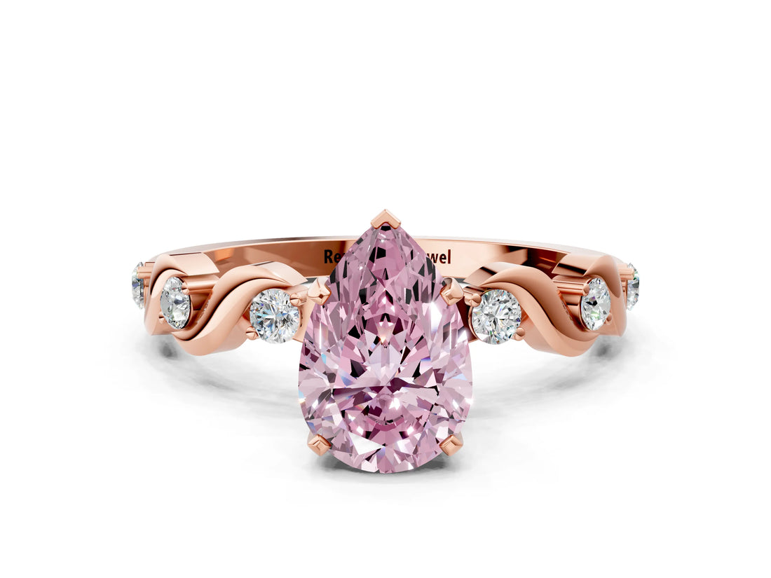 Rose gold Fancy Pink Pear  Solitaire Twisted Band with Prong Setting 1