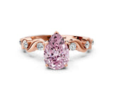 Rose gold Fancy Pink Pear  Solitaire Twisted Band with Prong Setting 1