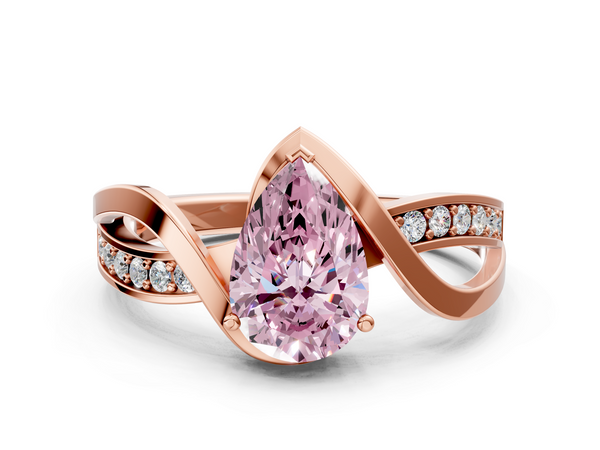 Rose gold Fancy Pink Pear  Solitaire Twisted Band with Prong Setting