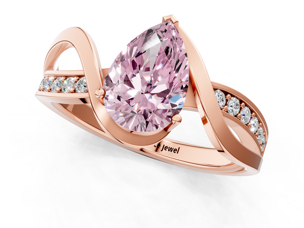 Rose gold Fancy Pink Pear  Solitaire Twisted Band with Prong Setting