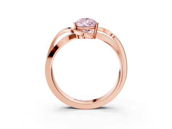 Rose gold Fancy Pink Pear  Solitaire Twisted Band with Prong Setting
