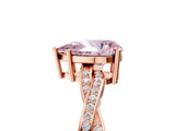 Rose gold Fancy Pink Pear  Solitaire Twisted Pave Diamond Ring with Four-Prong Setting_85