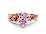 Rose gold Fancy Pink Pear  Solitaire Vine Band with Milgrain Prong Setting_3