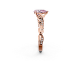 Rose gold Fancy Pink Pear  Solitaire Vine Band with Milgrain Prong Setting_5