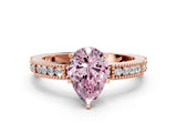 Rose gold Fancy Pink Pear  Solitaire with Pavé Band and Four-Prong Setting_313