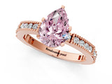 Rose gold Fancy Pink Pear  Solitaire with Pavé Band and Four-Prong Setting_314