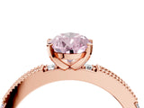 Rose gold Fancy Pink Pear  Solitaire with Pavé Band and Four-Prong Setting_317