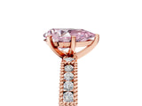 Rose gold Fancy Pink Pear  Solitaire with Pavé Band and Four-Prong Setting_318