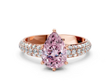 Rose gold Fancy Pink Pear  Solitaire with Pave Band and Four-Prong Setting_3