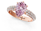 Rose gold Fancy Pink Pear  Solitaire with Pave Band and Four-Prong Setting_4
