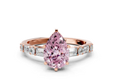 Rose gold Fancy Pink Pear  Solitaire with Side Baguettes and Channel Set Band_88
