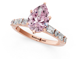 Rose gold Fancy Pink Pear  Solitaire with Side Baguettes and Channel Set Band_89