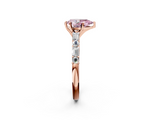 Rose gold Fancy Pink Pear  Solitaire with Side Baguettes and Channel Set Band_90