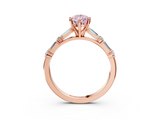 Rose gold Fancy Pink Pear  Solitaire with Side Baguettes and Channel Set Band_91