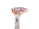 Rose gold Fancy Pink Pear  Solitaire with Side Baguettes and Channel Set Band_93