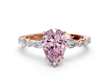 Rose gold Fancy Pink Pear  Solitaire with Side Stones on a Pavé Band and Four-Prong Setting_23
