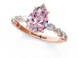 Rose gold Fancy Pink Pear  Solitaire with Side Stones on a Pavé Band and Four-Prong Setting_24