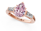 Rose gold Fancy Pink Pear  Solitaire with Tapered Baguette Side Stones on a Classic Band with Four-Prong Setting_88