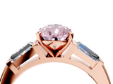 Rose gold Fancy Pink Pear  Solitaire with Tapered Baguette Side Stones on a Classic Band with Four-Prong Setting_91