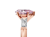 Rose gold Fancy Pink Pear  Solitaire with Tapered Baguette Side Stones on a Classic Band with Four-Prong Setting_92