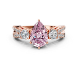 Rose gold Fancy Pink Pear  Three-Stone Diamond Ring with Pavé Split Shank and Four-Prong Setting_62