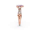 Rose gold Fancy Pink Pear  Three-Stone Diamond Ring with Pavé Split Shank and Four-Prong Setting_64
