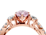 Rose gold Fancy Pink Pear  Three-Stone Diamond Ring with Pavé Split Shank and Four-Prong Setting_66