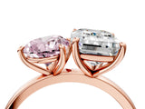 Rose gold Fancy Pink Pear  and Emerald Cut Toi Moi Ring with Prong Setting_67