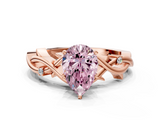 Rose gold Fancy Pink Pear cut Solitaire Twisted Band Prong Setting Ring_183