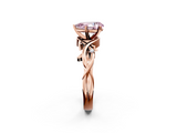 Rose gold Fancy Pink Pear cut Solitaire Twisted Band Prong Setting Ring_185