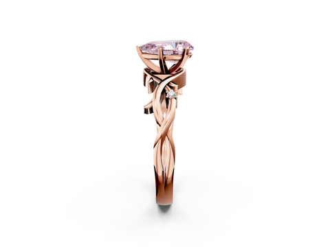 Rose gold Fancy Pink Pear cut Solitaire Twisted Band Prong Setting Ring_185