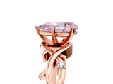 Rose gold Fancy Pink Pear cut Solitaire Twisted Band Prong Setting Ring_188