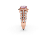 Rose gold Fancy Pink Princess -Cut Halo Diamond Ring with Split Shank and Four-Prong Setting_19