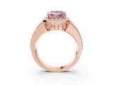 Rose gold Fancy Pink Princess -Cut Halo Diamond Ring with Split Shank and Four-Prong Setting_20
