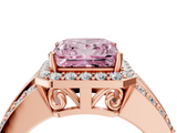 Rose gold Fancy Pink Princess -Cut Halo Diamond Ring with Split Shank and Four-Prong Setting_21