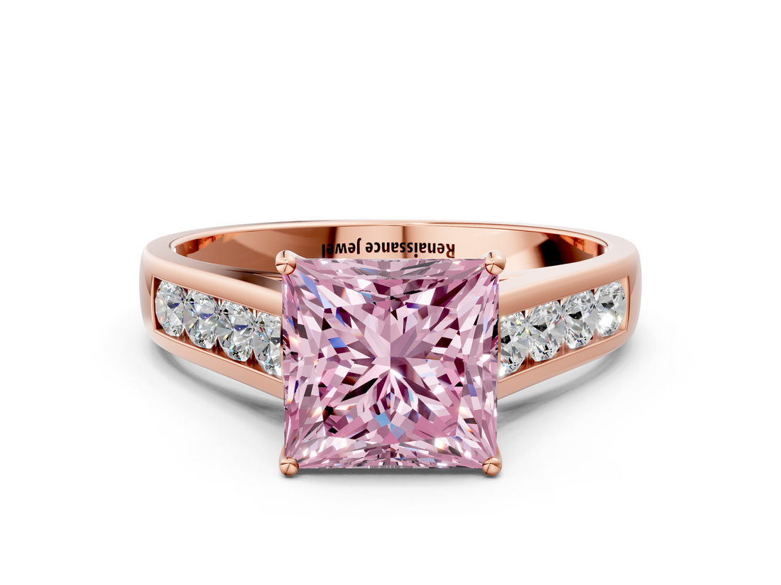 Rose gold Fancy Pink Princess  Brilliant Channel-Set Solitaire Ring with Four-Prong Setting_22
