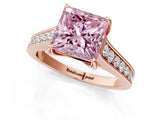 Rose gold Fancy Pink Princess  Brilliant Cut Diamond Engagement Ring with Pavé Band and Four-Prong Setting_30